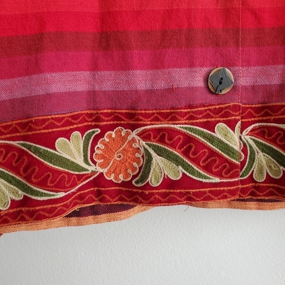 Tantrums Women Medium Rainbow Stripe Bohemian Embroidered Button Up Jacket - Picture 6 of 8